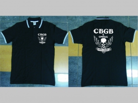 CBGB club legend  čierna polokošela s s dvojitým bielym lemovaním okolo límčekov a rukávov  Top kvalita, materiál 100%bavlna  Fruit of The Loom